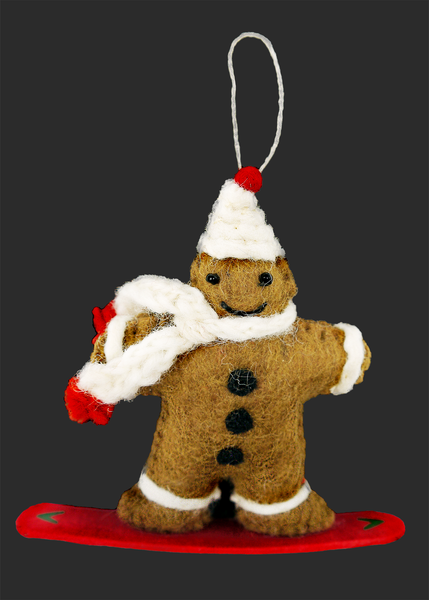 Snowboarding Gingerbread Person Ornament