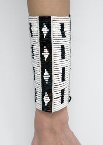 Black + White Beaded Maasai Cuff Bracelet