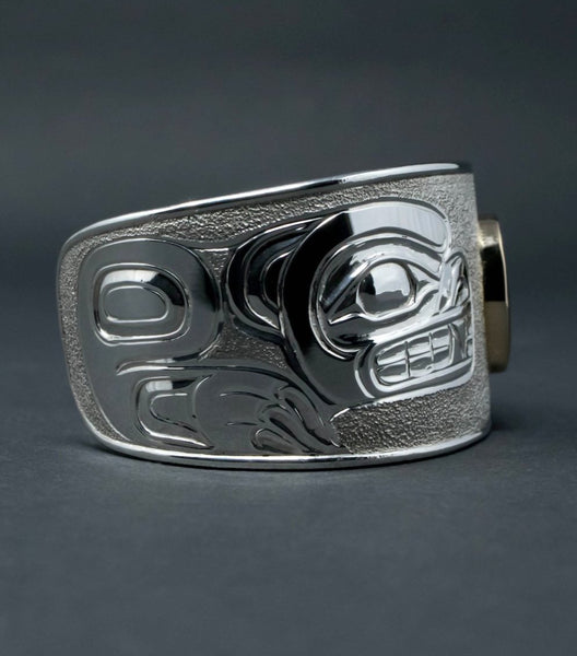 Bear + Salmon Silver Bracelet